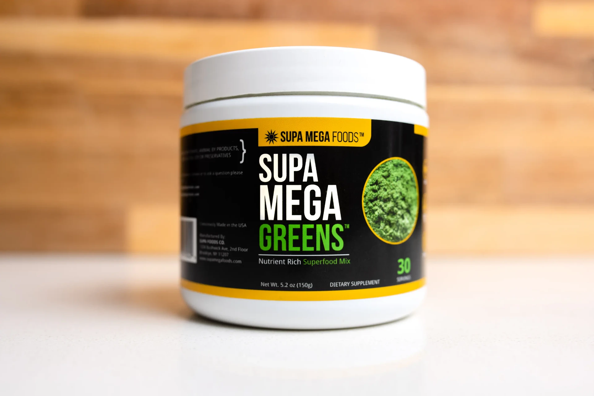 Supa Mega Greens jar — nutrient rich superfood mix